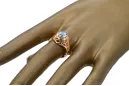 خاتم Aquamarine 14 كارت من الذهب الأحمر الوردي مجوهرات فينتاج vrc012r-aq Art Deco مجوهرات فينتاج آرت ديكو روسية، أسلوب اتحاد الج