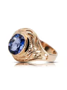 Sapphire 14K a crescut aur roșu Inel Stil Vintage vrc012r-sp Art Deco Bijuterii din URSS, stil rusesc