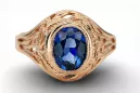 Vintage Anillo Sapphire Oro rojo rosa de 14 quilates vrc012r-sp Art Deco Joyería de la URSS, estilo ruso