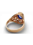 Sapphire 14K a crescut aur roșu Inel Stil Vintage vrc012r-sp Art Deco Bijuterii din URSS, stil rusesc