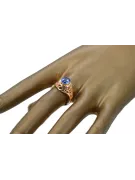 Sapphire 14K a crescut aur roșu Inel Stil Vintage vrc012r-sp Art Deco Bijuterii din URSS, stil rusesc