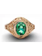 Ring Emerald čtrnáctinová růžová zlata Vintage style vrc012r-em Art Deco