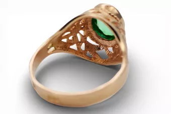 Vintage Schmuck Ring Emerald 14 Karat Roségold vrc012r-em Art Deco Russischer sowjetischer UdSSR Stil