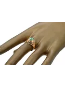 Vintage Schmuck Ring Emerald 14 Karat Roségold vrc012r-em Art Deco Russischer sowjetischer UdSSR Stil