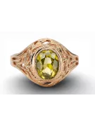 Artisanat vintage Anneau Yellow Peridot Or rose rouge 14 carats vrc012r-yp Art Deco Style soviétique russe URSS