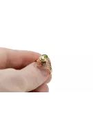 Yellow Peridot čtrnásťkaraté ružové zlato Ring Vintage style vrc012r-yp Art Deco