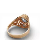 Artesanía vintage Anillo Zircon Oro rojo rosa de 14 quilates vrc012r-zi Art Deco Estilo URSS soviético ruso