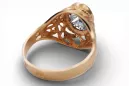 Zircon 14K розово червено злато Пръстен Винтидж vrc012r-zi Art Deco СССР съветски руски стил