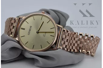 Rose Red Pink 14K 585 Zlaté pánské Ženevské hodinky náramkové hodinky MW004R & MBW003R