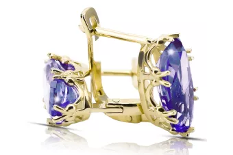 Or jaune 8 carats 750 Alexandrite des boucles d'oreilles vec021z-ax Russe Soviétique URSS Vintage Art Deco style