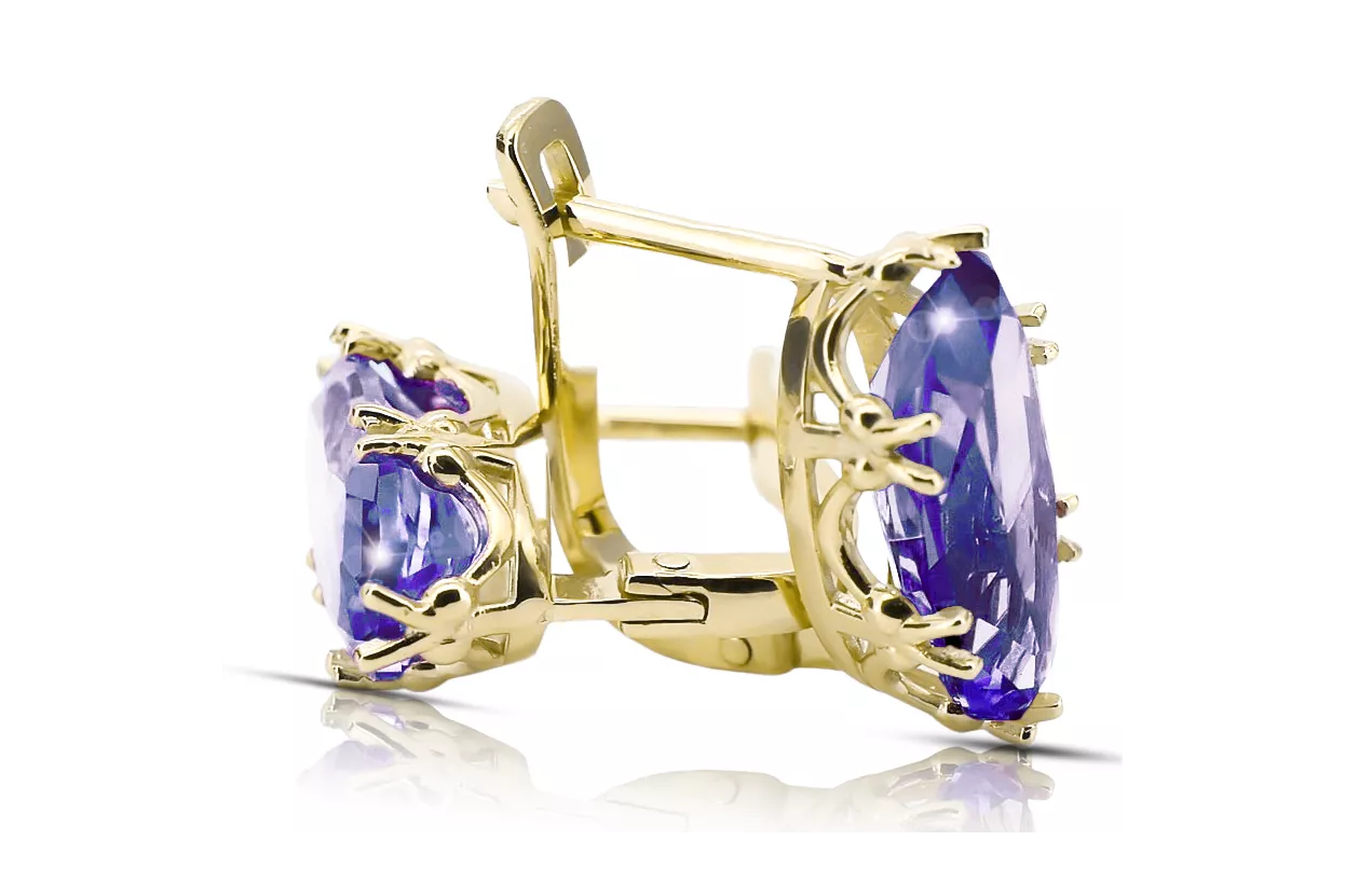 8K Gelbgold 750 Alexandrite ohrringe vec021z-ax Russisch Sowjetisch UdSSR Vintage Art Deco style
