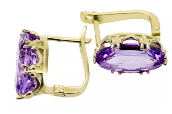 8 كارت من الذهب الأصفر 750 Alexandrite أقراط vec021z-ax روسي سوفيتي الاتحاد السوفيتي فينتاج آرت ديكو style Art Deco