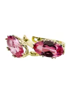Or jaune 8 carats 750 Ruby des boucles d'oreilles vec021z-rb Russe Soviétique URSS Artisanat vintage Art Deco style