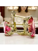 Or jaune 8 carats 750 Ruby des boucles d'oreilles vec021z-rb Russe Soviétique URSS Artisanat vintage Art Deco style