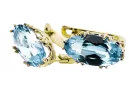 8K Gelbgold 750 Aquamarine ohrringe vec021z-aq Russisch Sowjetisch UdSSR Vintage Art Deco style