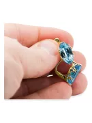 Or jaune 8 carats 750 Aquamarine des boucles d'oreilles vec021z-aq Russe Soviétique URSS Artisanat vintage Art Deco style