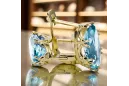 8К Жовте золото 750 Aquamarine Сережки vec021z-aq Російський Радянський СРСР Вінтаж вироби Ар-деко style Art Deco