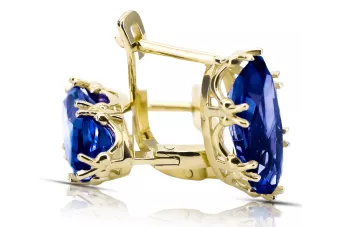 Oro amarillo de 8 quilates 750 Sapphire pendientes vec021z-sp Ruso Soviético URSS Vintage Art Deco style