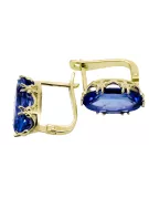 Yellow 8k gold 750 Sapphire earrings vec021z-sp Russian Soviet USSR Vintage Art Deco style