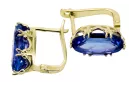 Or jaune 8 carats 750 Sapphire des boucles d'oreilles vec021z-sp Russe Soviétique URSS Artisanat vintage Art Deco style