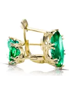 8K Gelbgold 750 Emerald ohrringe vec021z-em Russisch Sowjetisch UdSSR Vintage Handwerk Art Deco style