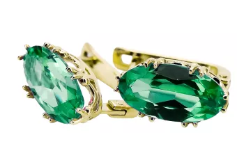 Oro amarillo de 8 quilates 750 Emerald pendientes vec021z-em Ruso Soviético URSS Vintage Art Deco style