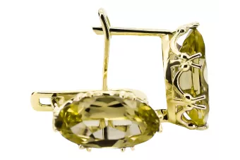 Oro amarillo de 8 quilates 750 Yellow Peridot pendientes vec021z-yp Ruso Soviético URSS Joyería vintage Art Deco style