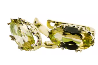 Oro amarillo de 8 quilates 750 Yellow Peridot pendientes vec021z-yp Ruso Soviético URSS Joyería vintage Art Deco style