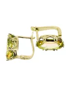 Oro amarillo de 8 quilates 750 Yellow Peridot pendientes vec021z-yp Ruso Soviético URSS Joyería vintage Art Deco style