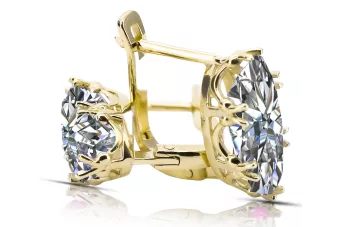 Oro amarillo de 8 quilates 750 Zircon pendientes vec021z-zi Ruso Soviético URSS Vintage Art Deco style