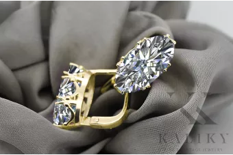 Oro amarillo de 8 quilates 750 Zircon pendientes vec021z-zi Ruso Soviético URSS Vintage Art Deco style