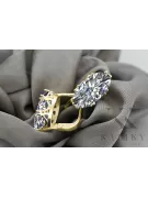 Or jaune 8 carats 750 Zircon des boucles d'oreilles vec021z-zi Russe Soviétique URSS Bijoux vintage Art Deco style