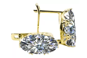 Oro amarillo de 8 quilates 750 Zircon pendientes vec021z-zi Ruso Soviético URSS Vintage Art Deco style