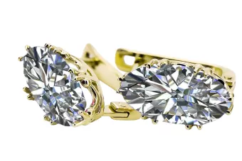 Oro amarillo de 8 quilates 750 Zircon pendientes vec021z-zi Ruso Soviético URSS Vintage Art Deco style