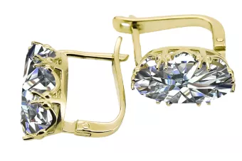 Oro amarillo de 8 quilates 750 Zircon pendientes vec021z-zi Ruso Soviético URSS Vintage Art Deco style