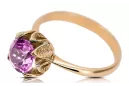 14k Rose Gold Ring Amethyst VRC366R Russischer sowjetischer Vintage-Stil