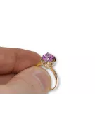 14k anillo de oro rosa Amethyst VRC366R ruso estilo vintage soviético