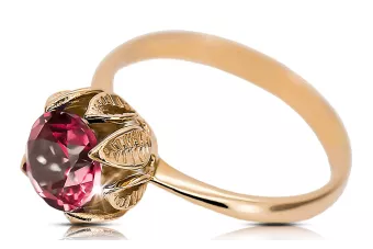 Ruby Or rose rouge 14 carats Anneau Artisanat vintage vrc051r-rb Art Deco Style URSS soviétique russe