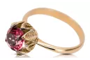 Vintage Craft Inel Ruby 14K a crescut aur roșu vrc051r-rb Art Deco Stil URSS sovietic rusesc