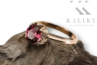 14 Karat Roségold Ruby Ring Vintage Schmuck vrc051r-rb Art Deco UdSSR sowjetischer russischer Stil