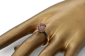 14 Karat Roségold Ruby Ring Vintage Schmuck vrc051r-rb Art Deco UdSSR sowjetischer russischer Stil