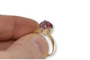 Ruby 14 karatų raudonas rožinis auksas Žiedas Vintažiniai amatai vrc051r-rb Art Deco SSRS sovietinis rusiškas stilius
