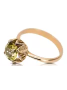 Vintage Anillo Yellow Peridot Oro rojo rosa de 14 quilates vrc051r-yp Art Deco Joyería rusa, estilo URSS