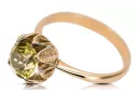 14K розово червено злато Yellow Peridot Пръстен Винтидж стил vrc051r-yp Art Deco Руски винтидж бижута Ар-деко, стил СССР