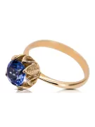 Ring Sapphire 14 Karat Roségold Vintage Stil vrc051r-sp Art Deco Russischer sowjetischer -Schmuckstil der UdSSR