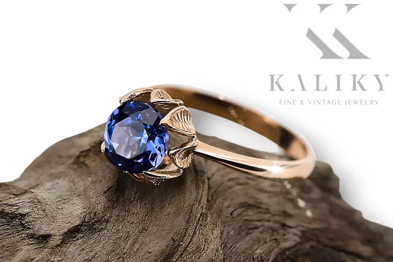 Ring Vintage Jewlery Sapphire čtrnásťkaraté ružové zlato vrc051r-sp Art Deco