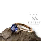 Ring Sapphire 14 Karat Roségold Vintage Stil vrc051r-sp Art Deco Russischer sowjetischer -Schmuckstil der UdSSR