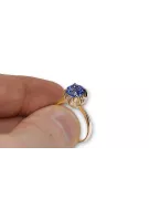 Ring Sapphire 14 Karat Roségold Vintage Stil vrc051r-sp Art Deco Russischer sowjetischer -Schmuckstil der UdSSR