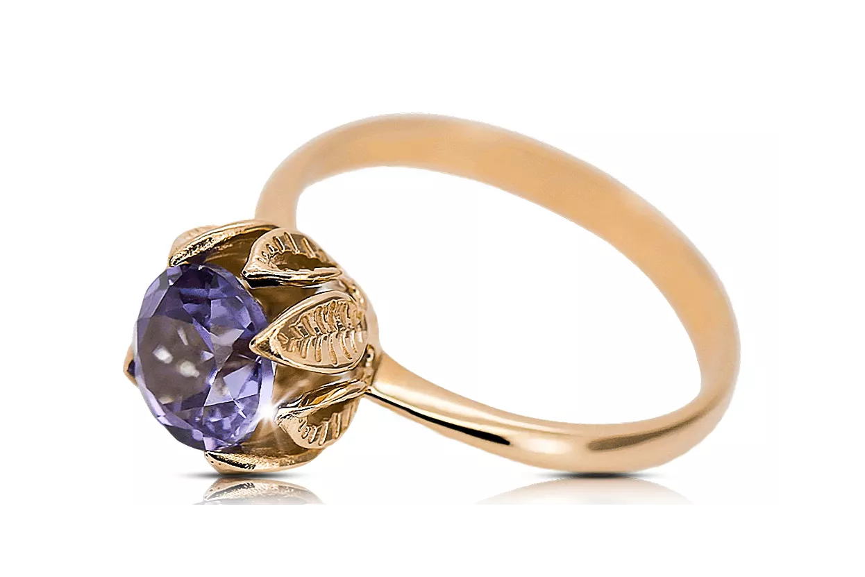 Alexandrite 14 Karat Roségold Ring Vintage Schmuck vrc051r-ax Art Deco Sowjetischer russischer UdSSR Stil