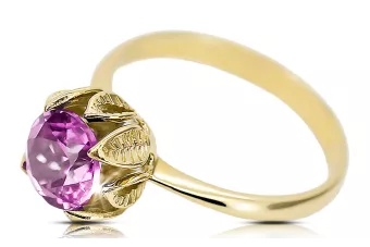 Anneau Style vintage Amethyst Or jaune 14 carats vrc051y-am Art Deco Style soviétique russe URSS